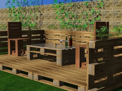 Terrace table and chairs 3D model
