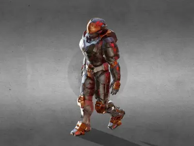 Armored Character game ready Low-poly 3D model buy