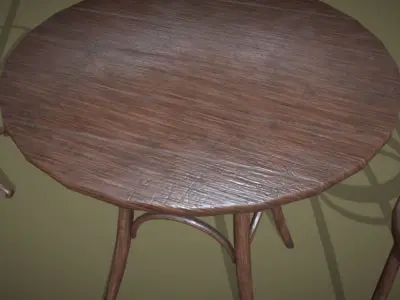 Furniture set for Viennese cafe Low-poly 3D model