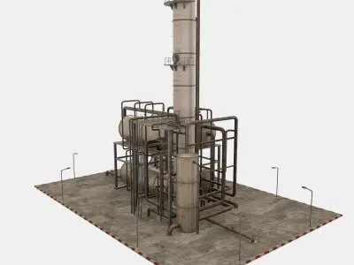 Oil Refinery Module Low-poly 3D model