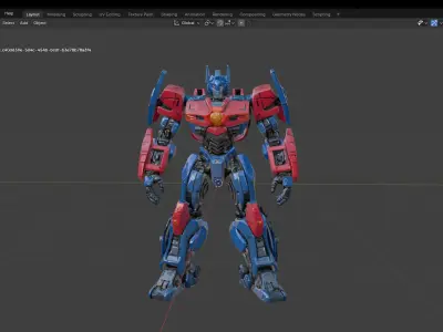Stylized Mecha Warrior  Red and Blue Armor Variant Low-poly 3D model