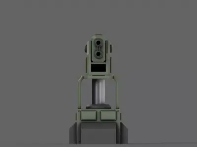 PBR Turret Gun 02 Green Low-poly 3D model