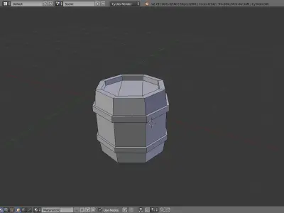 Wooden barrel Low-poly 3D model 8