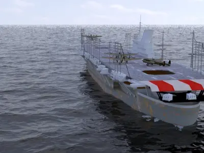 japanese aircraft carrier shinano Low-poly 3D model