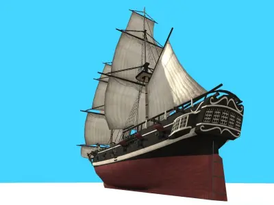 Pirate Ship Fully Loaded Low-poly 3D model