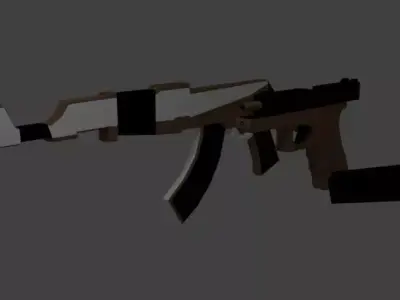 Low Poly Ak-47 And Glock 18 Free low-poly 3D model