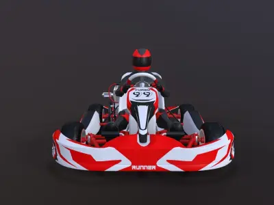 4LowPolyKartsWithPlayerPack 2 go kart Low-poly 3D model