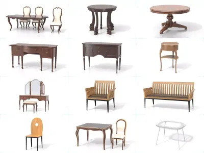Furniture Collection - Tables Chairs Desks and Seating 3D Model Pack