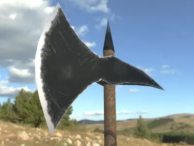 Battle axe Low-poly 3D model 39