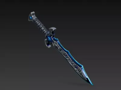 Shadow Sapphire Dagger - Low Poly Stylized Fantasy Weapon Low-poly 3D model