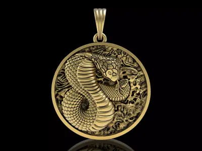 Snake Coin Pendant 3D print model