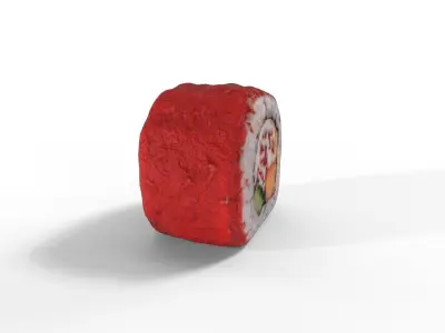 Sushi Crab sticks mango cucumber masago caviar curry sauce Low-poly 3D model