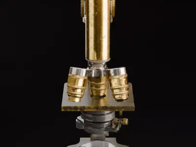 Antique Brass Microscope 3D Model  High Quality PBR Textured Low-poly 3D model