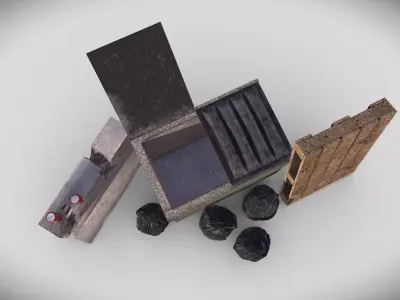 Industrial Low-Poly Asset Pack PS1 Style Low-poly 3D model