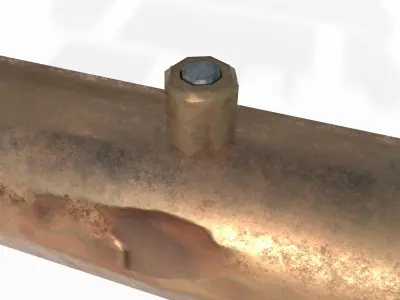 Pipes copper pipe with lines Low-poly 3D model