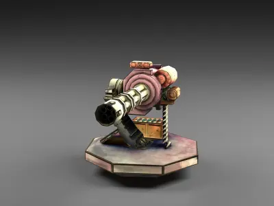 Carton turret machine gun Low-poly 3D model