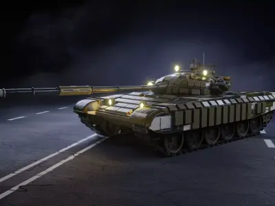Ukrainian Tank T-72 in Pixel Camo - Game-ready Low-poly 3D model