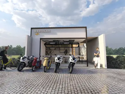 Outdoor Cafe Design 7x10 m SketchUp Only 3D model