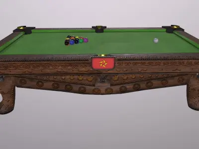 Billiards pool table Low-poly 3D model