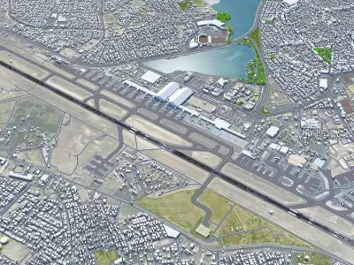 Bahrain Airport 10km Low-poly 3D model