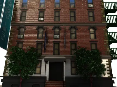 City Street Building  3D Model Free low-poly 3D model