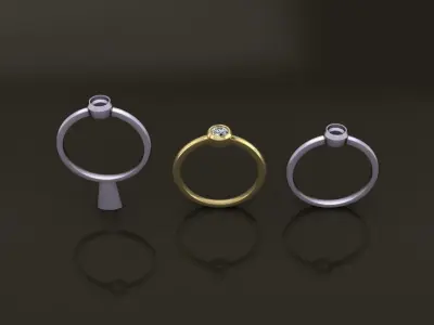 Bezel Single Diamond Ring 4mm Mix Size 3D print model