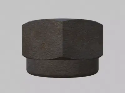 M10 Nut Coarse Threads Lock Type with Rusty Iron Texture 3D model