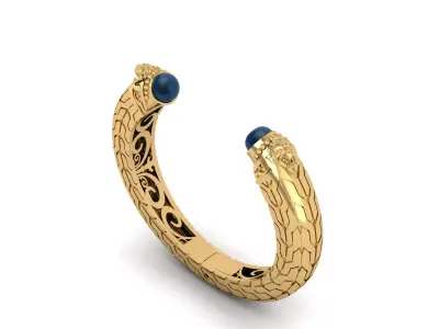 Halcyon Lion Head Torque Bangles Bracelet B 13 3D print model