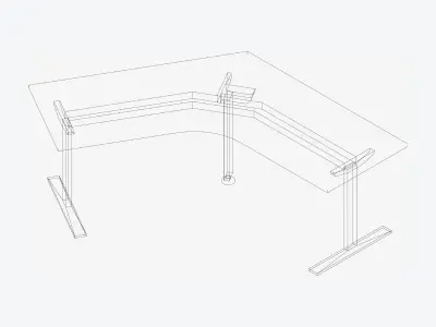 Desk - Single - Officetec - Angular - 120 Deg - Fixed Height Low-poly 3D model