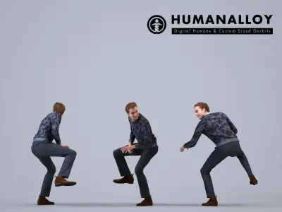 Basics0018 - A set containing 5 models of male adults sitting 3D model