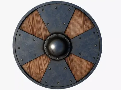 Wooden shield Low-poly 3D model 5