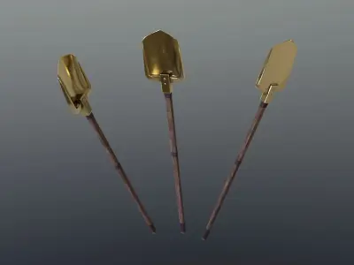Shovel - Gold Low-poly 3D model