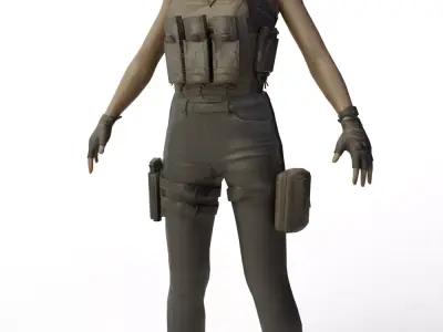 Female Soldier 3D model