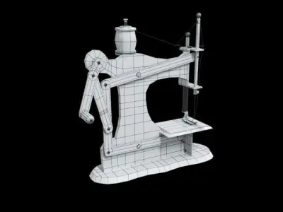 Sewing machine PBR texture Low-poly 3D model