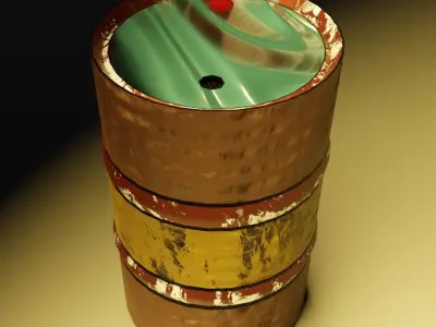 Industrial Steel Barrel  Low-poly 3D model