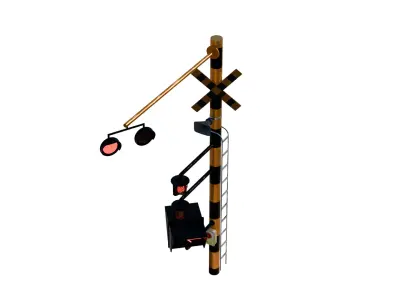 Railway crossing traffic lights 3D model