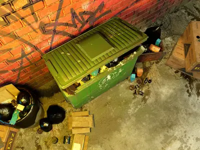 Dumpster trash with garbage bin 3d model 3D model