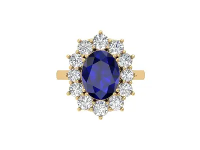 Oval Art Deco Ring 3D print model 10