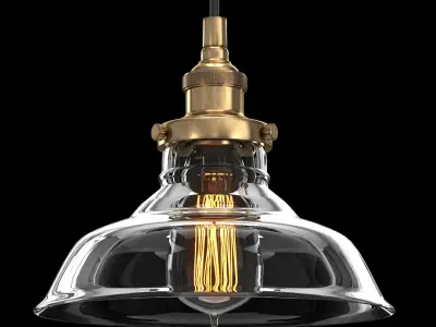 20th Century Factory Filament Clear Glass Barn Pendant 3D model