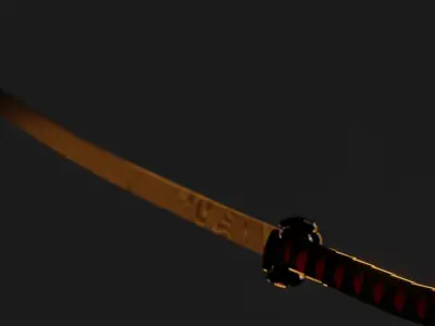 Katana Low poly samurai sword Free low-poly 3D model