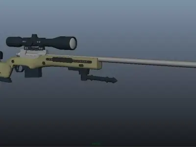 Sniper Rifle Low-poly 3D model 12