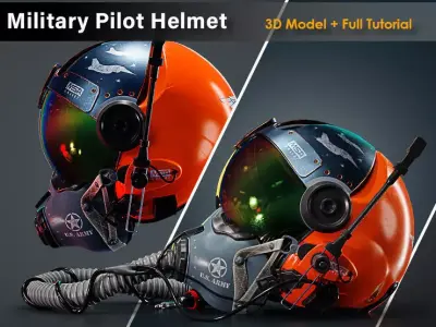 Military Pilot Helmet Low-poly 3D model