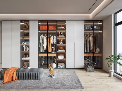 Dressing room  Wardrobe closet full Scene 3D model order