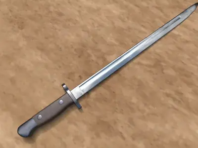 WWII Style Rifle Bayonet Military K-Bar Knife Low-poly 3D model