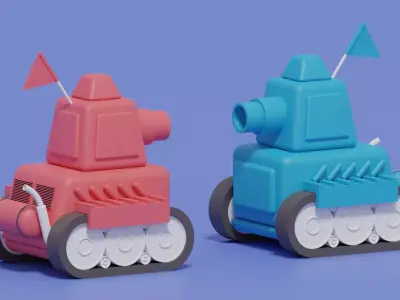 Cartoon Cute Tank 3D model