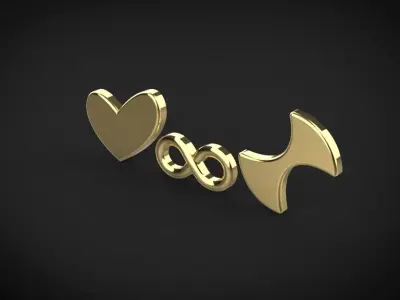 infinity-heart-circle part for pendant and earing model 3D print model
