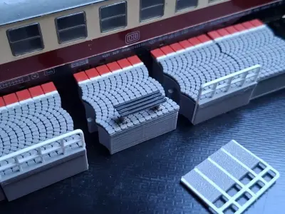Single Edge Platform with bench 1-87 FDM color 3D print model
