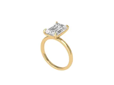 Emerald Solitaire Ring 3D print model 10