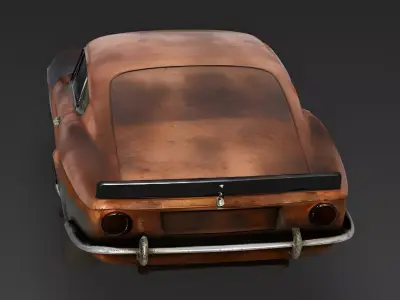 Realistic Weathered Vintage Coupe Decay 3D Model Low-poly 3D model