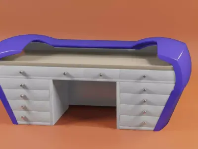 Table office desk with plastic part 3D model